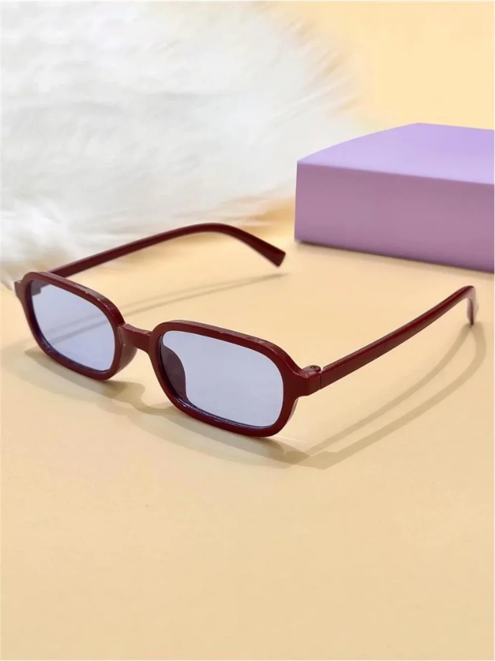 Retro Burgundy Oval Sunglasses
